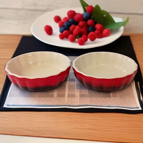 2 ROCQ‎ Parisian Patisserie Ramekins Quiche Tart Pie Baking Dish Set Ombre Red - Picture 14 of 16